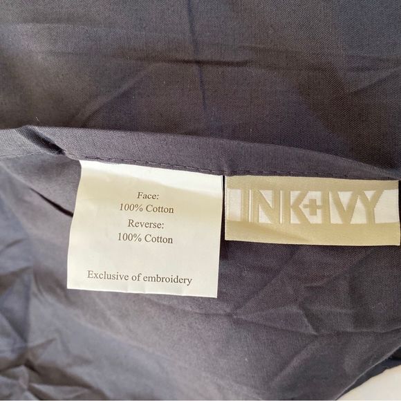 INK+IVY Masie Elastic Embroidered Gray Cotton FULL QUEEN Duvet Cover Set 3pc - Picture 10 of 10